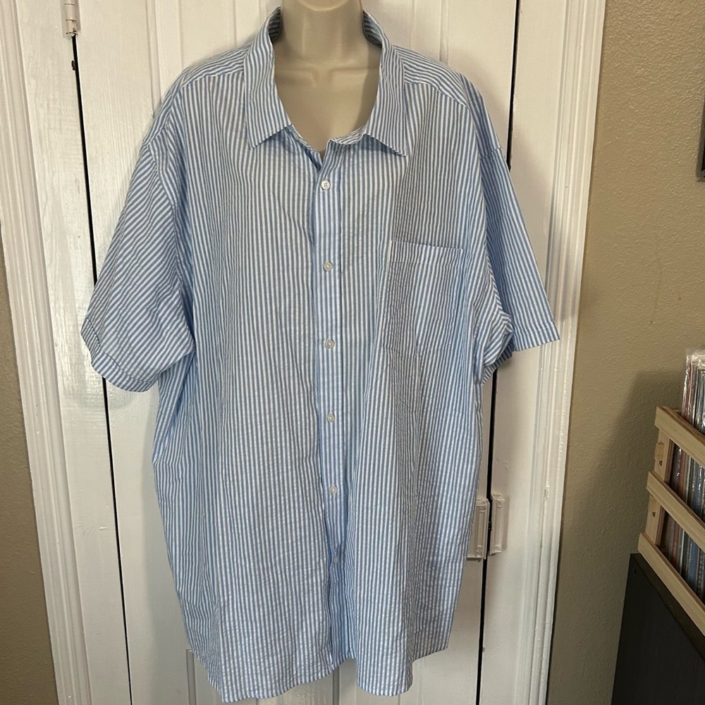 Winston Shirt 4XL Blue White Pinstripe Button Up NWT Seersucker Country Club G